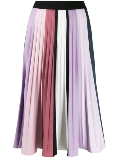 Shop Ssheena Pastel Pleated Midi Skirt In Purple