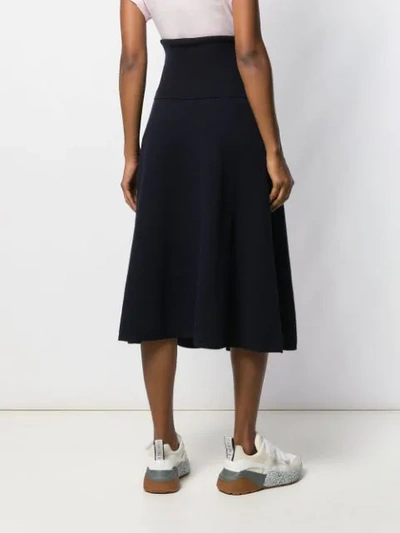 Shop Stella Mccartney Knitted Midi Skirt In Blue