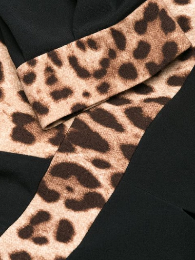Shop Dolce & Gabbana Leopard Print Trimmed Flared Dress In Black