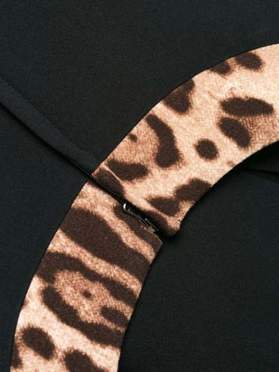 Shop Dolce & Gabbana Leopard Print Trimmed Flared Dress In Black