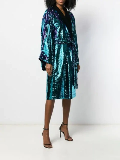 Shop Amen Sequined Wrap Midi Dress In Blue