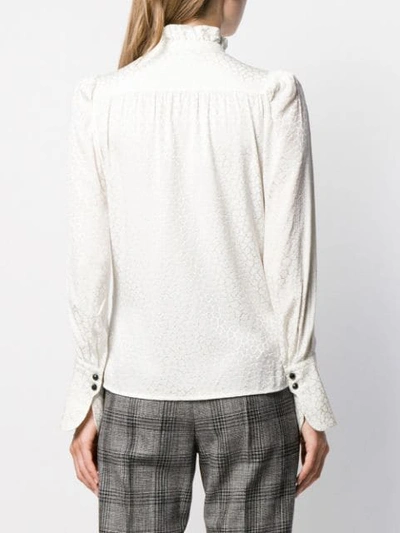 Shop Isabel Marant Micro-pattern Frill Neck Blouse In White