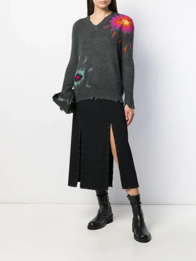 Shop Avant Toi Tie-dye Intarsia Jumper In Grey