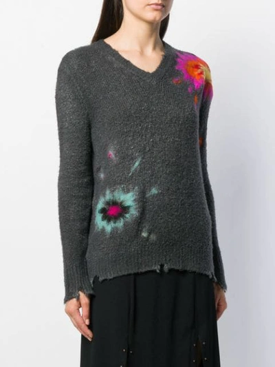 Shop Avant Toi Tie-dye Intarsia Jumper In Grey