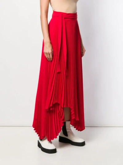 Shop A.w.a.k.e. Doric Asymmetric Pleated Skirt In Red