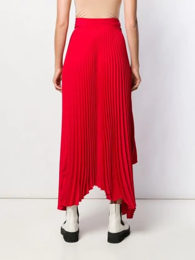 A.W.A.K.E. MODE DORIC ASYMMETRIC PLEATED SKIRT - 红色