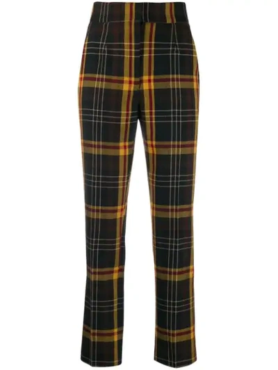 Shop Etro Check Print Trousers In Black