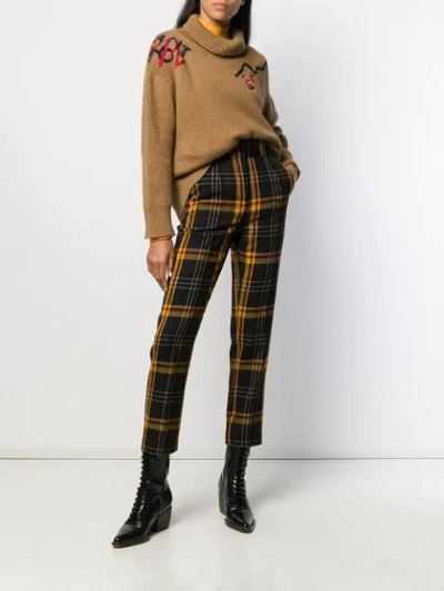 Shop Etro Check Print Trousers In Black