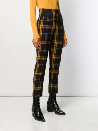 Shop Etro Check Print Trousers In Black