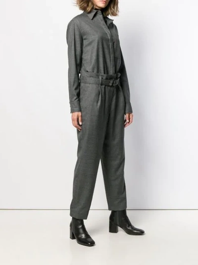 Shop Brunello Cucinelli Long-sleeve Tailored Jumpsuit In Grey
