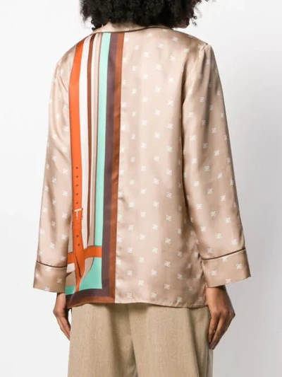 Shop Fendi Karligraphy Motif Pajama-style Shirt In Neutrals
