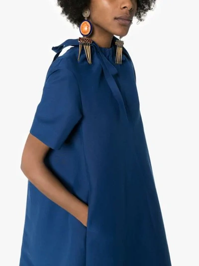 Shop Marni Neck Tie Tent Dress In Blue