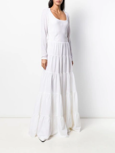 Shop Gabriela Hearst Tiered Long Sleeve Dress In White
