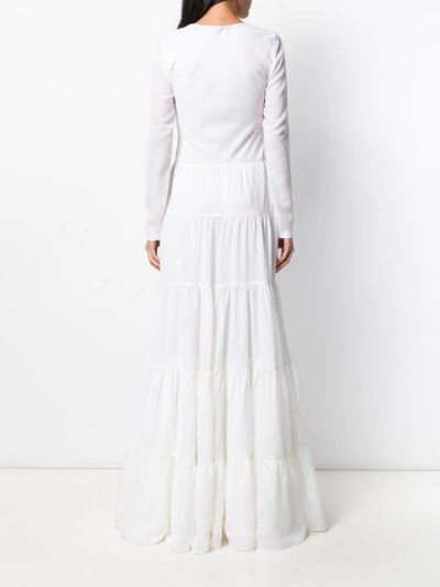 Shop Gabriela Hearst Tiered Long Sleeve Dress In White