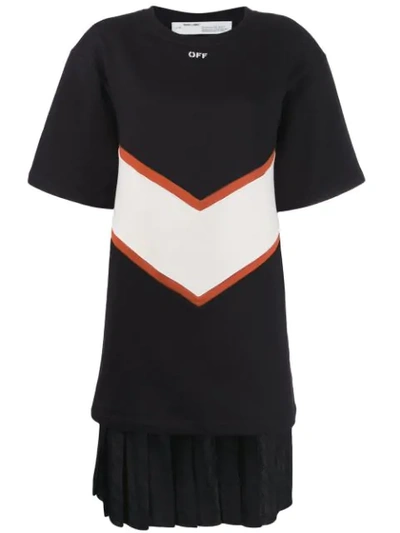 Off-white Panelled Cotton-jersey And Satin Mini Dress In Black