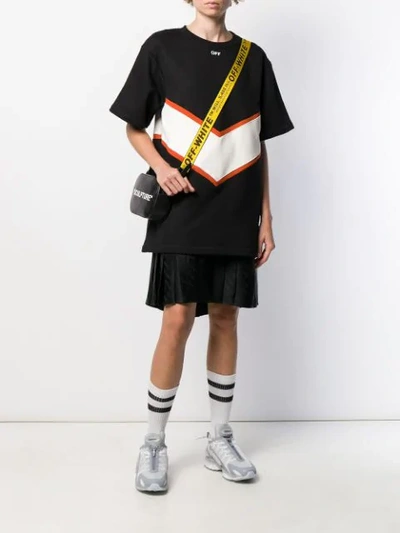 Off-white Panelled Cotton-jersey And Satin Mini Dress In Black
