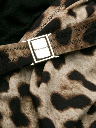 Shop Dolce & Gabbana Leopard Print Bikini Top In Neutrals
