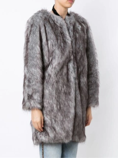 Shop Lilly Sarti Midi Oversized Coat In Grey