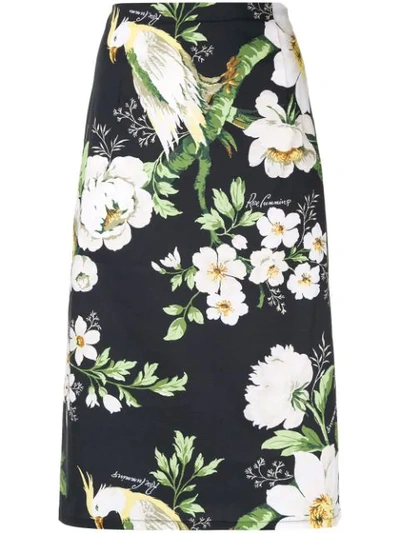 Shop Carolina Herrera Floral Pencil Skirt In Black