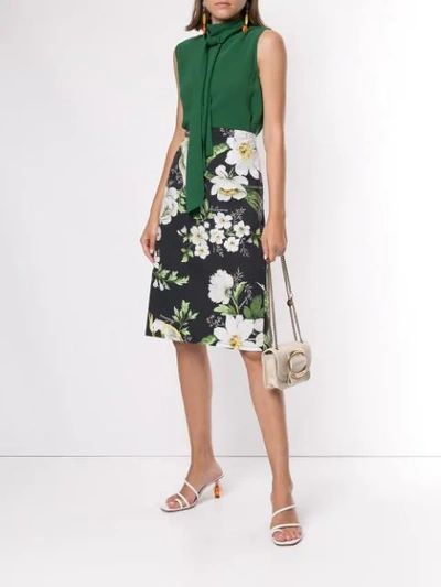 Shop Carolina Herrera Floral Pencil Skirt In Black