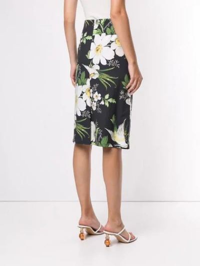 Shop Carolina Herrera Floral Pencil Skirt In Black