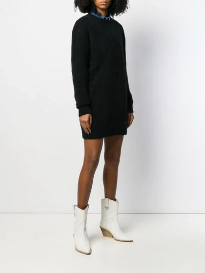 Shop Dsquared2 Fuzzy Knit Jumper Dress In Black