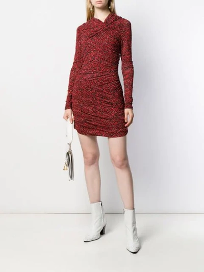 Shop Isabel Marant Ruched Printed Dress In Red