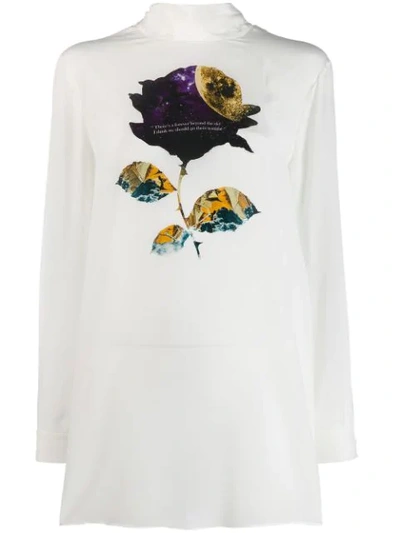 VALENTINO 太空玫瑰印花罩衫 - 白色