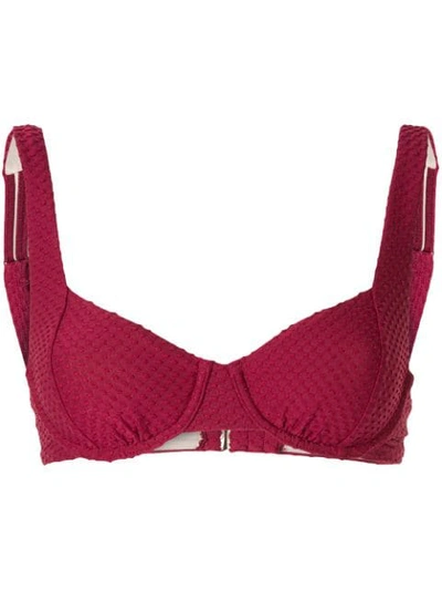 Shop Peony Balconette Bikini Top In Red