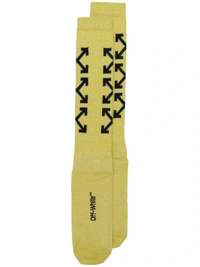 Shop Off-white Logo Intarsia Socks - Yellow