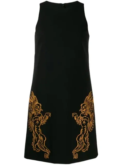 Moschino Mythological Creatures Crepe Dress In Black