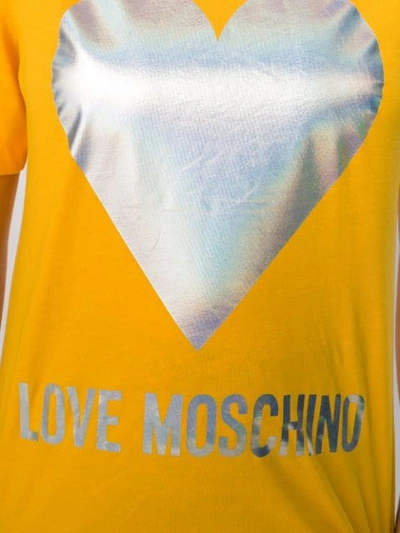 Shop Love Moschino Printed Logo T-shirt In Yellow