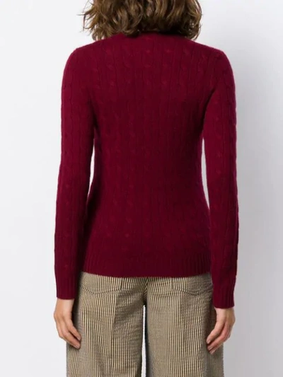 Shop Polo Ralph Lauren Cable-knit Fitted Sweater In Red
