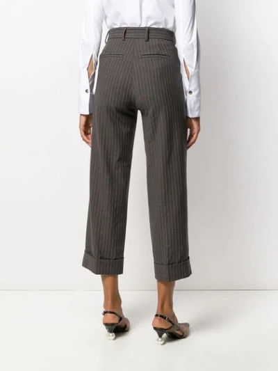 Shop Brag-wette Pinstripe Cropped Trousers In Grey