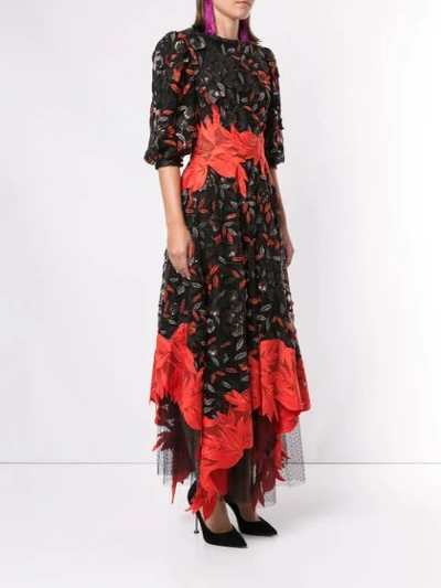 Shop Costarellos Floral Sequinned Midi Dress In Black