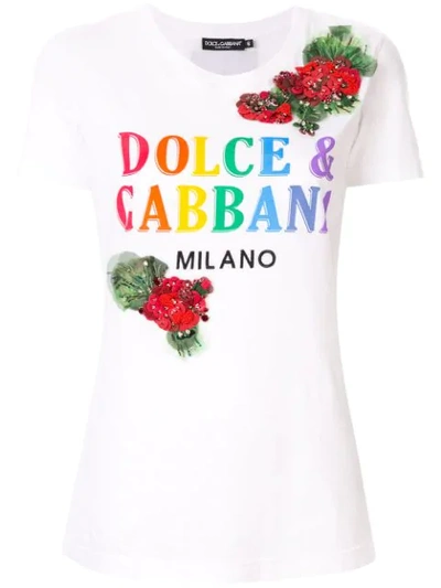 Shop Dolce & Gabbana Printed Embroidered T-shirt In White