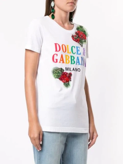 Shop Dolce & Gabbana Printed Embroidered T-shirt In White
