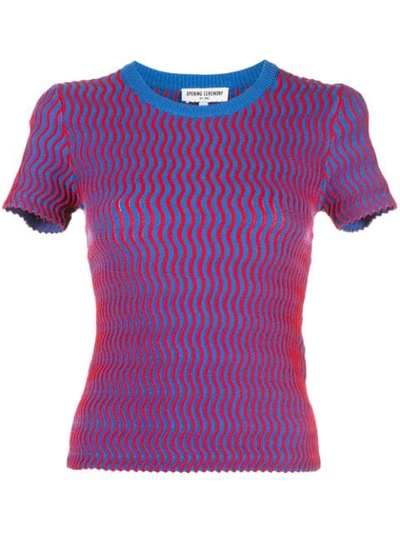Shop Opening Ceremony Squiggle Short Sleeve Sweater In Blue