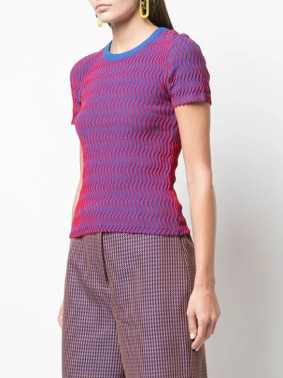 Shop Opening Ceremony Squiggle Short Sleeve Sweater In Blue