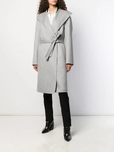 Shop Joseph Lima Tie-waist Coat In Grey