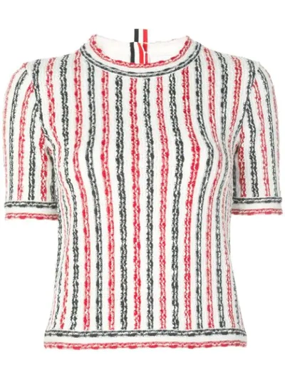 Shop Thom Browne Striped Knitted Top In Red