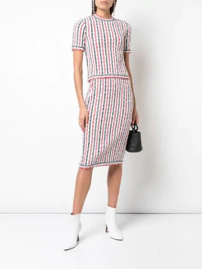 Shop Thom Browne Striped Knitted Top In Red