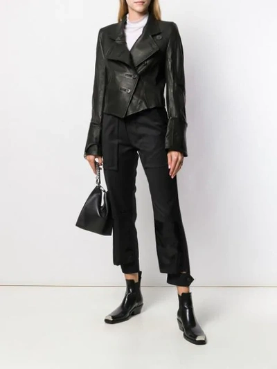 Shop Ann Demeulemeester Asymmetrical Leather Jacket In Black