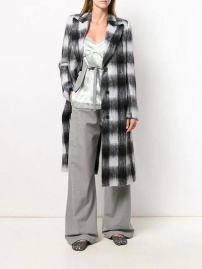 Shop Maison Margiela Checked Buttoned Coat In Black