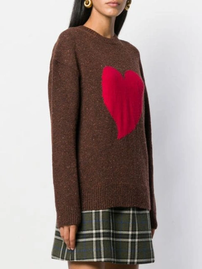 Shop Alexa Chung Heart Intarsia Jumper In 1058 Brown Red