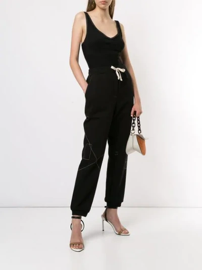 Shop Ruban Drawstring Jersey Trousers In Black