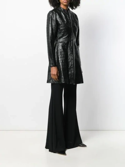 Shop Amen Embossed Croc Effect Coat In Black