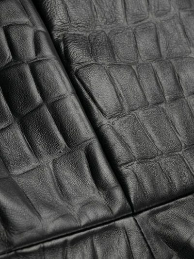 Shop Amen Embossed Croc Effect Coat In Black