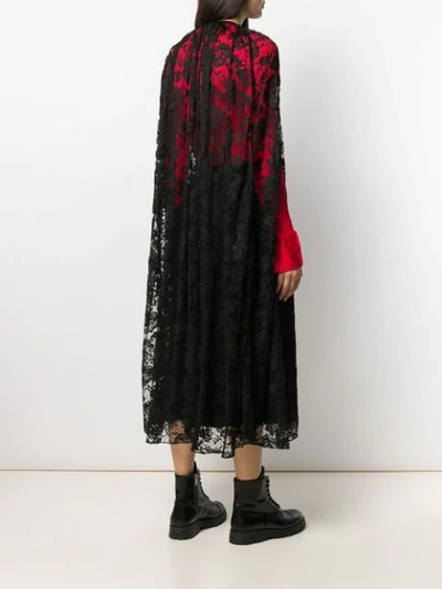 Shop Prada Floral Lace Oversized Cape In Nero