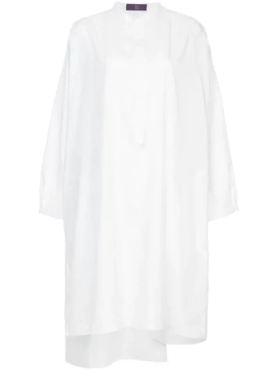 Shop Y's Elongated Collarless Shirt In White